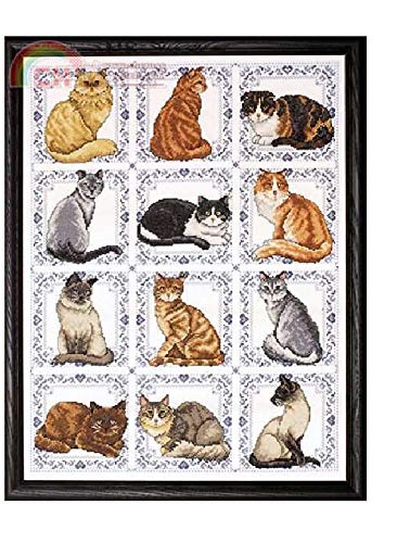 Amazon.co.jp: 12 cats counted cross stitch kits 14 ct,12 猫
